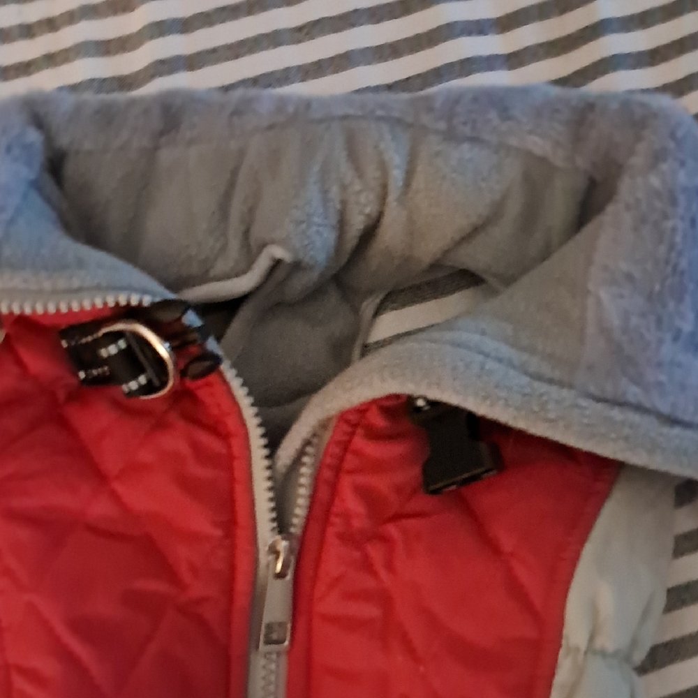 Red and Gray Quilted Jacket